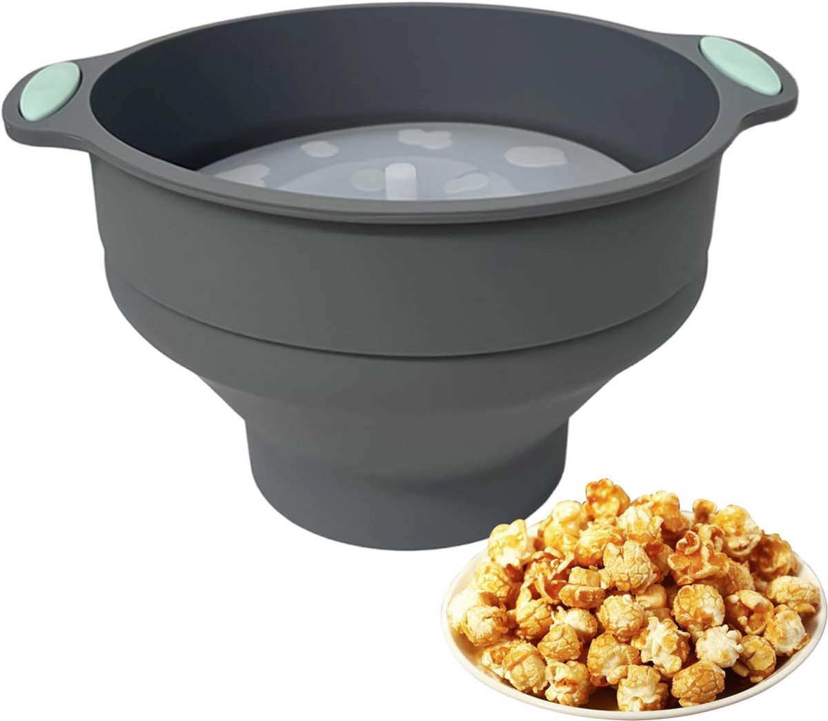 Popcorn Kom - Snack Maker - Thuis Films Kijken - Inklapbaar Ontwerp - 25x21x6 cm - Grijs