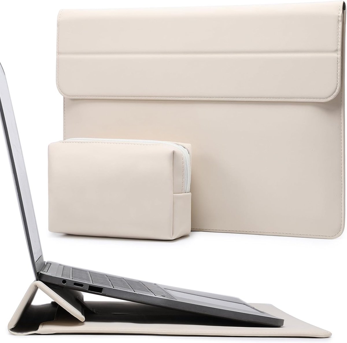 Originap 13,3-14 Zoll Laptop Hülle Tasche mit Standfunktion für MacBook Pro 14 M5/M4/M3/M2/M1 2026-2021, MacBook Pro/Air 13,3, 13,5" 13,8" Surface Laptop, HP Spectre X360 13/14, Beige