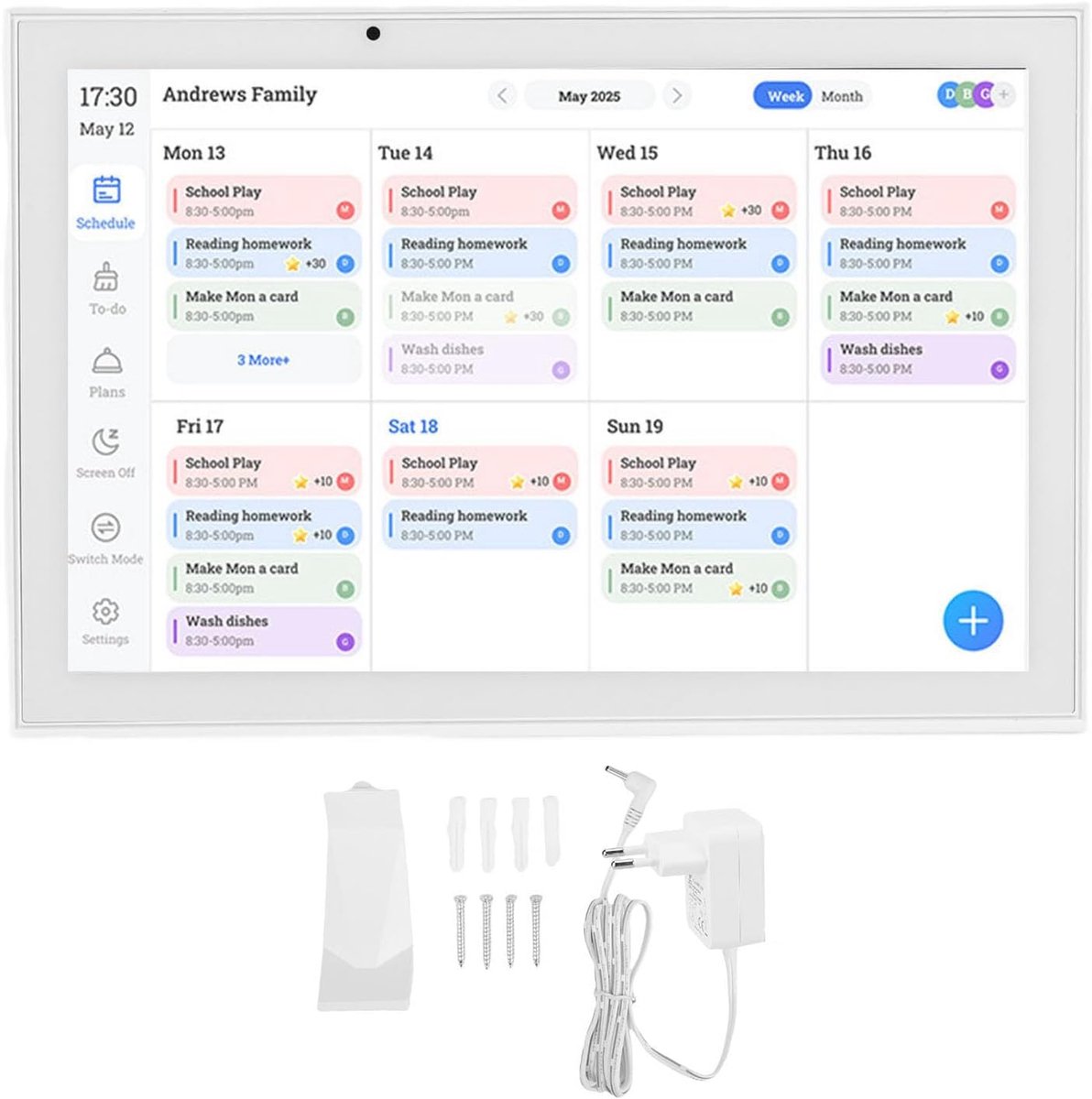 Digitale Kalender - Slimme Planner - Huishoudelijke Organisatie - IPS Touchscreen WiFi - 101 Inch - Wit
