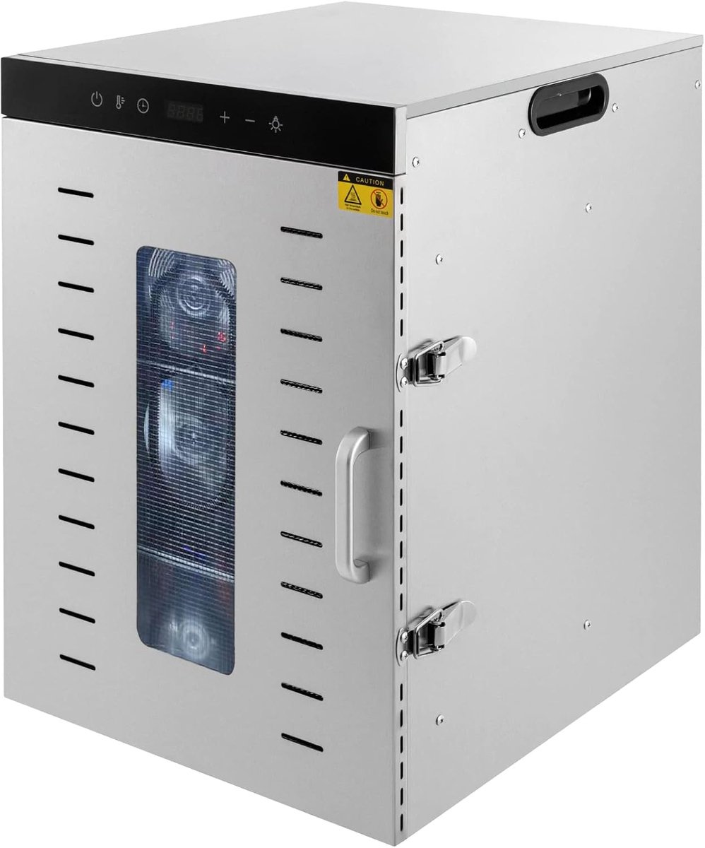 Voedseldroger - Droogautomaat - Voedsel Conserveren - 16 RVS Laden - 40.5x46x57.5 cm - Zilver