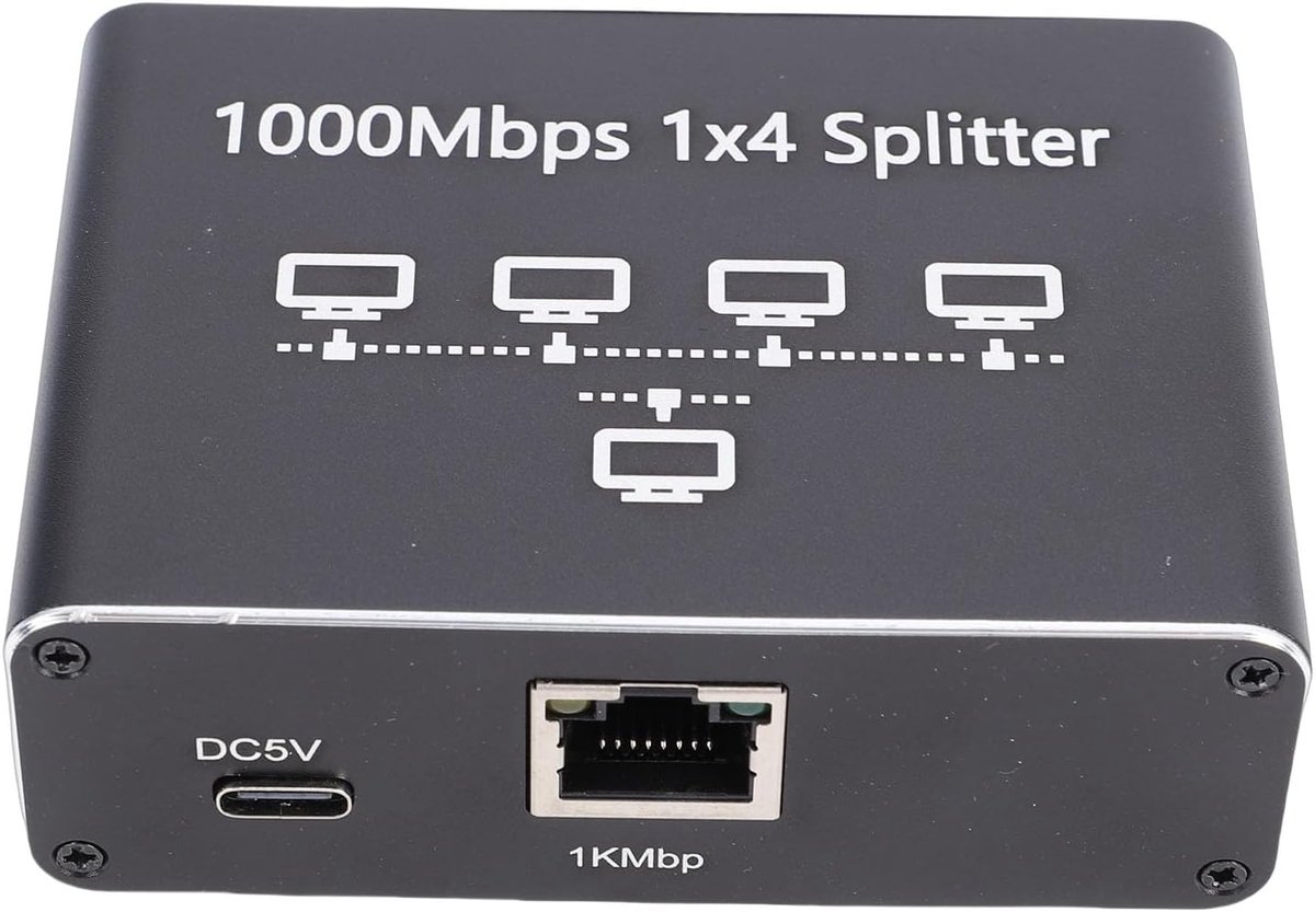 Ethernet Splitter - Netwerk Adapter Hub - Meerdere Apparaten - 1000 Mbps Snelheid - Aluminium Legering