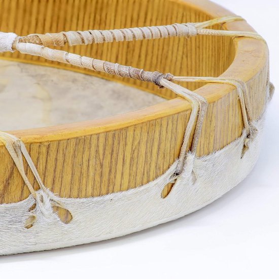 Shaman Drum - Frame Drum - Spirituele Muziek - Met Haren Geitenvel - 40 cm Diameter - Natuurlijk — afbeelding 4
