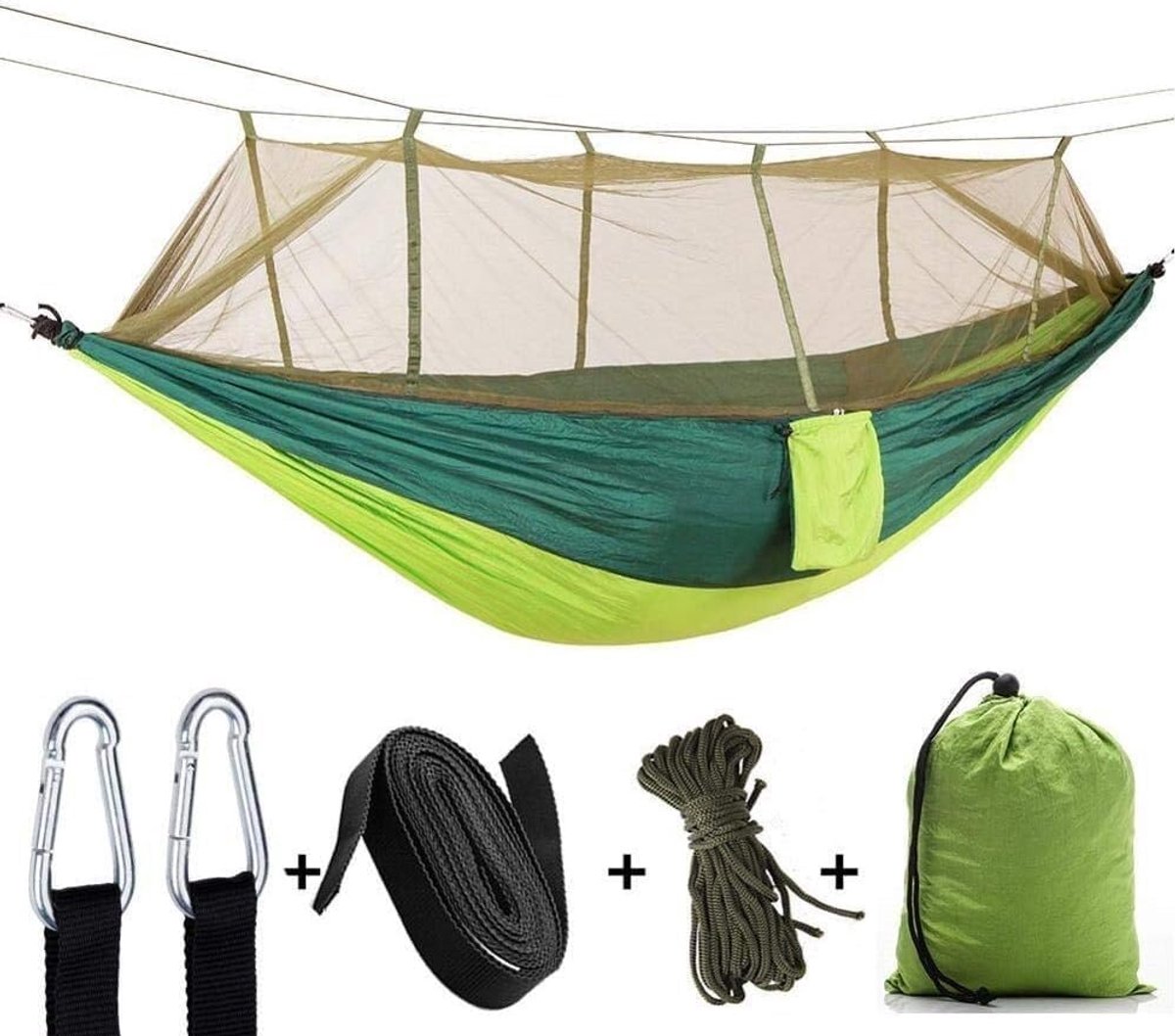 Hangmat Tent - Kampeer Hangmat - Outdoor Ontspanning - Geïntegreerd Klamboe - 260x140cm - Groen