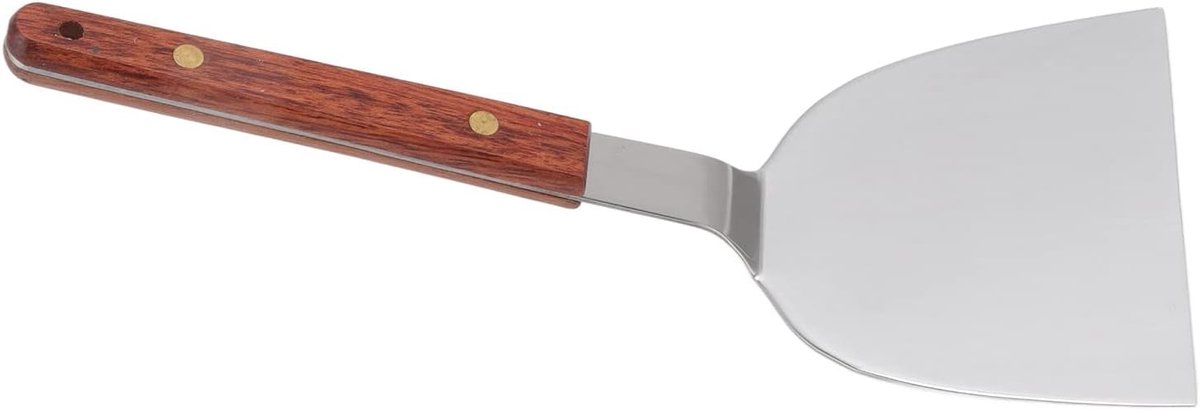 Barbecue Spatel - Keuken spatel - Buiten koken - Houten handvat - 120 mm - Zilver