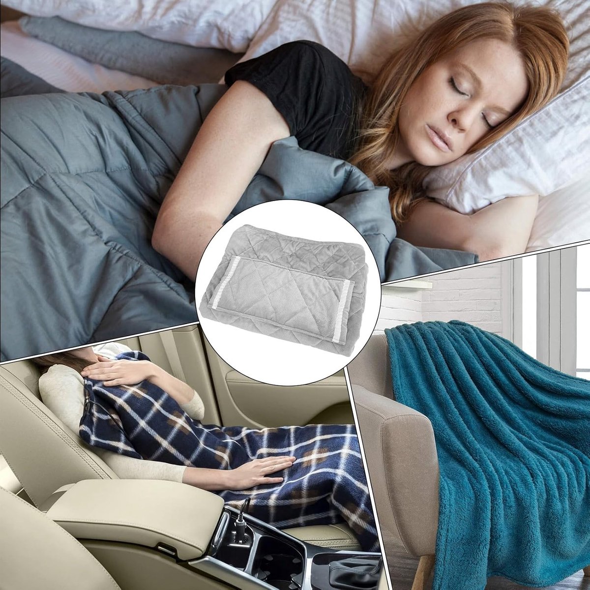 Elektrische Deken - Oplaadbare Deken - Warmte & Comfort - Draadloos Gebruik - 60x80cm - Zilvergrijs – foto 4