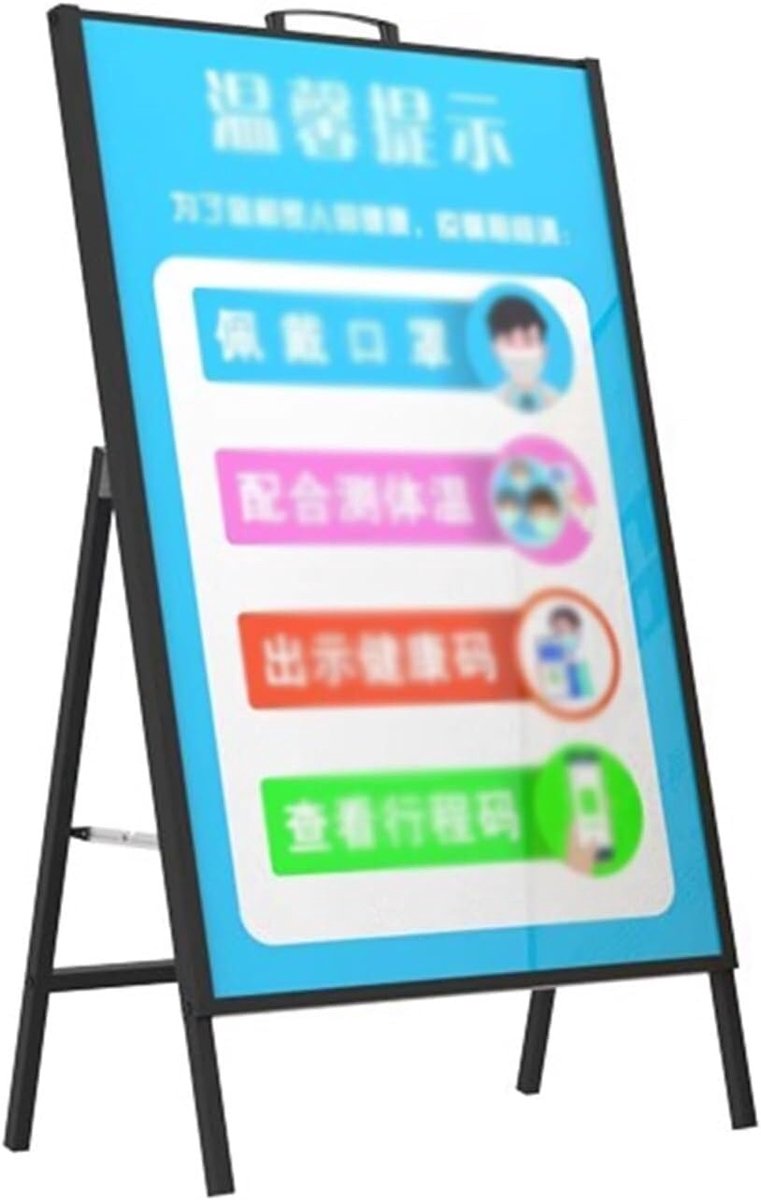Posterstandaard - Reclamebordhouder - Evenementen Promoten - Opvouwbaar Metalen Frame - 80x120cm - Zwart