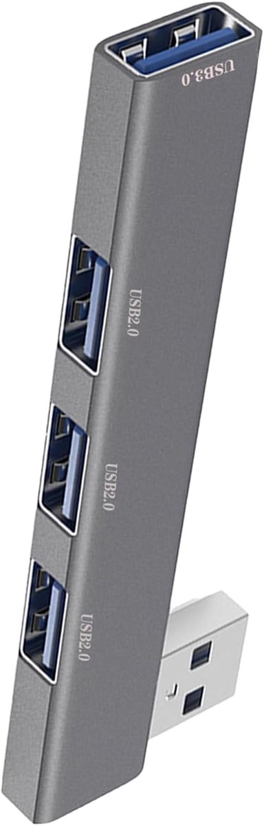 USB Hub - 4-poorts splitter - Extra poorten - Ultraslank aluminium - Compact ontwerp - Zilver