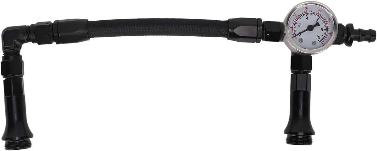 Brandstofleiding - Brandstofslang - Brandstoftoevoer - Met drukmeter - 31x5 cm - Zwart