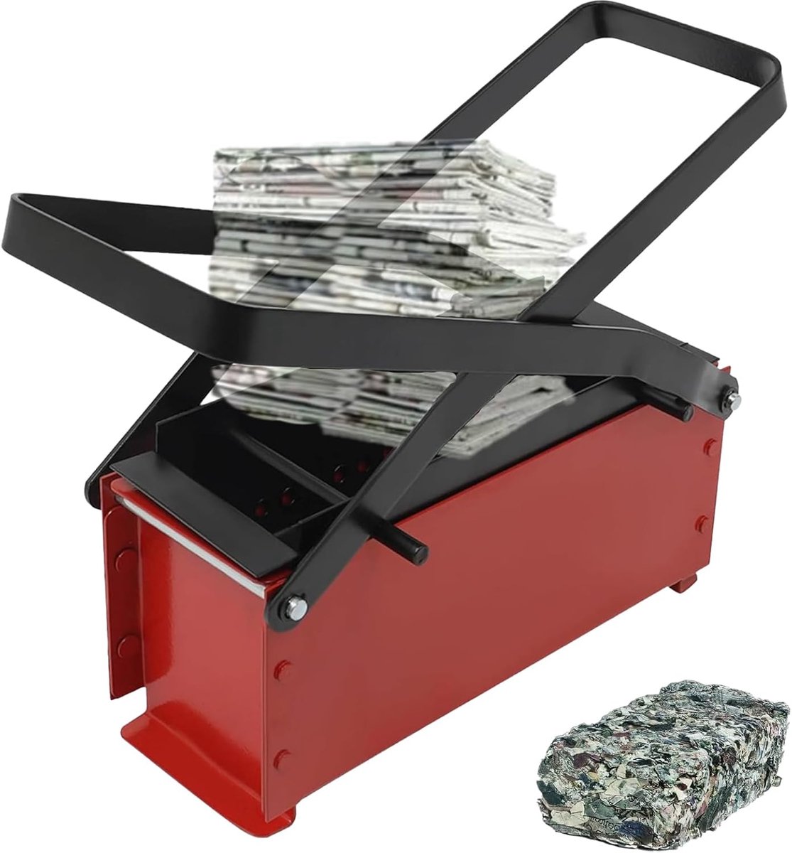 Papierbriketmaker - Afvalpers - Open haard brandstof - Hogedrukvormsysteem - 33x15x13cm