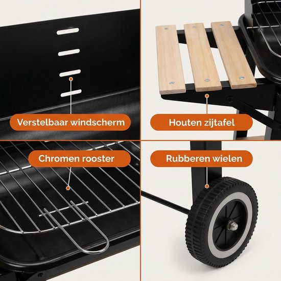 Lomera Verrijdbare Barbecue - Barbecue op Wielen - Houtskoolbarbecue - Barbecue Grill - Barbecue met Zijtafel - Tuinbarbecue - Buiten Barbecue - BBQ van Merkloos — afbeelding 5