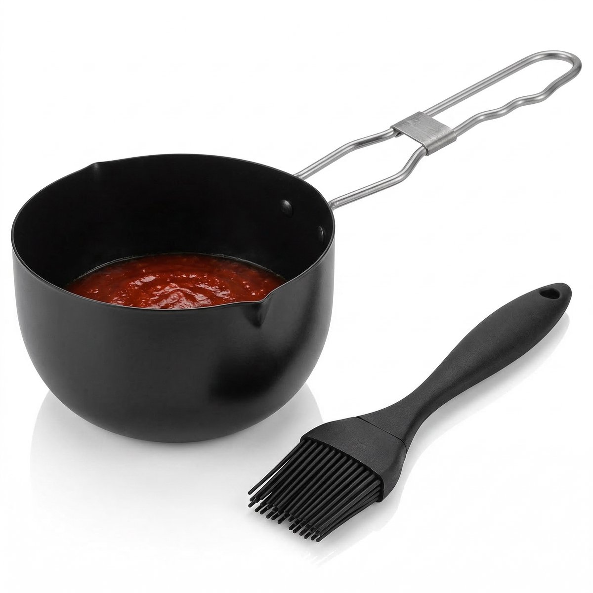 Lomera BBQ Sauspan - Sauspan voor Barbecue - BBQ Sauspannetje - Sauspannetje voor BBQ - Sauspan met Kwast - BBQ Sauspan met Kwast - BBQ Sauskwast Set - Basting Pan - Basting Set