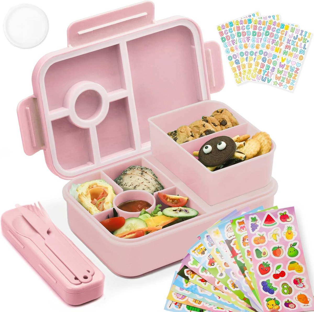 Bento Lunch Box - Maaltijd Container - School Kantoor - Lekvrij 5 Vakken - 1300 ml - Roze
