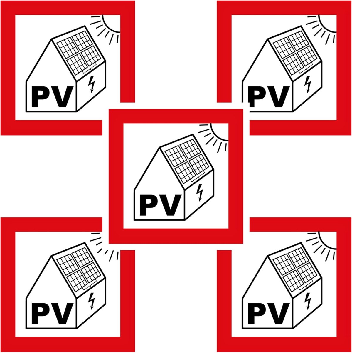PV Stickers - Zonnepaneel Labels - Groepenkast Markering - Scheurbestendig Vinyl - 30x30mm - Veelkleurig