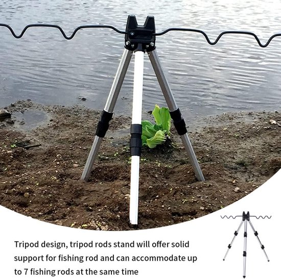 Vishengel Steun - Vismolens Houder - Vissen aan Zee - Verstelbaar & Stabiel - 33-62 cm - Zilver — afbeelding 5