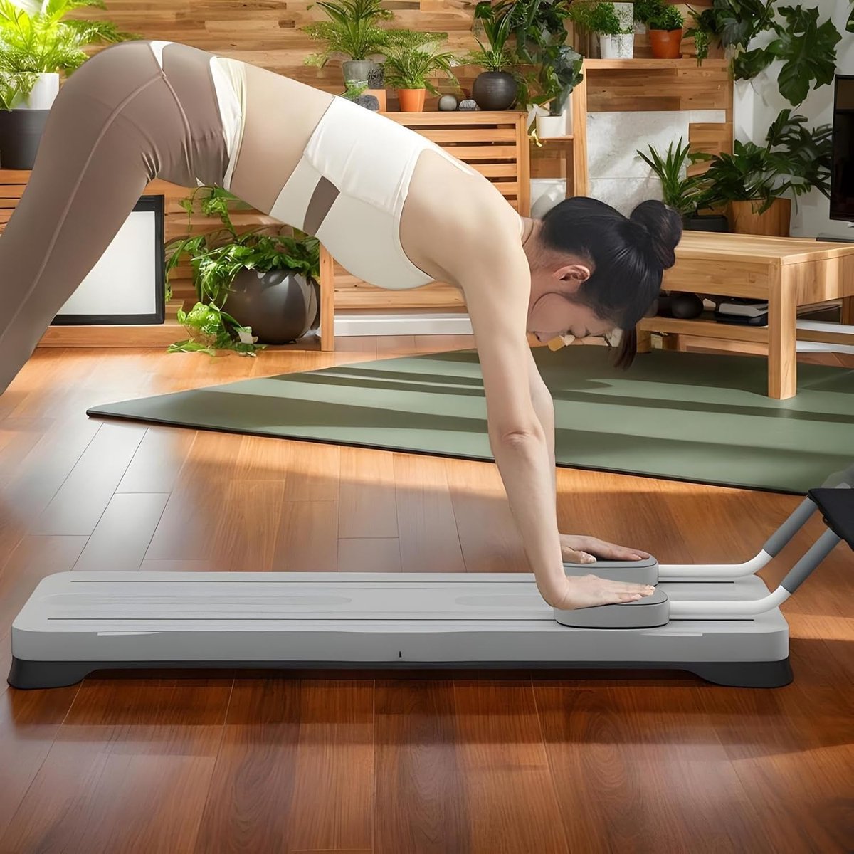 Pilates Bord - Fitness Apparaat - Kern Versterken - Opvouwbaar Ontwerp - 105x40cm - Grijs