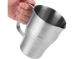 Koffiekan Roestvrij Staal - Opschuimbeker Melk - Barista Thuis - Unieke Schenktuit - 900 Ml - Zilver