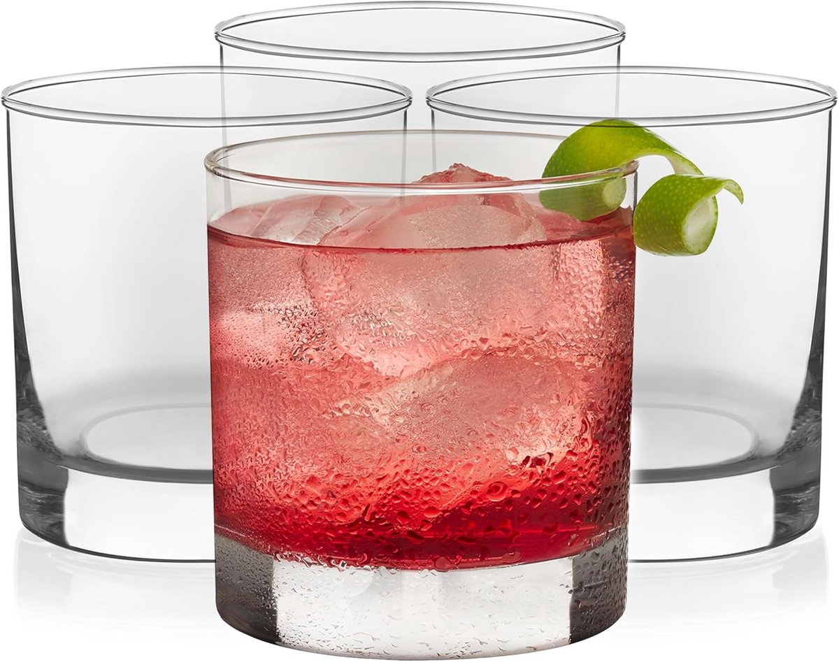Set van 4 Zware Stenen Glazen - Robuuste Whiskyglazen voor Cocktails en Bourbon