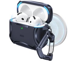 ESR Halolock Cyber Tough Hoes Geschikt Voor AirPods 4 (AirPods 4e Generatie) (2024) - Magsafe - Karabijnhaak - Donkerblauw