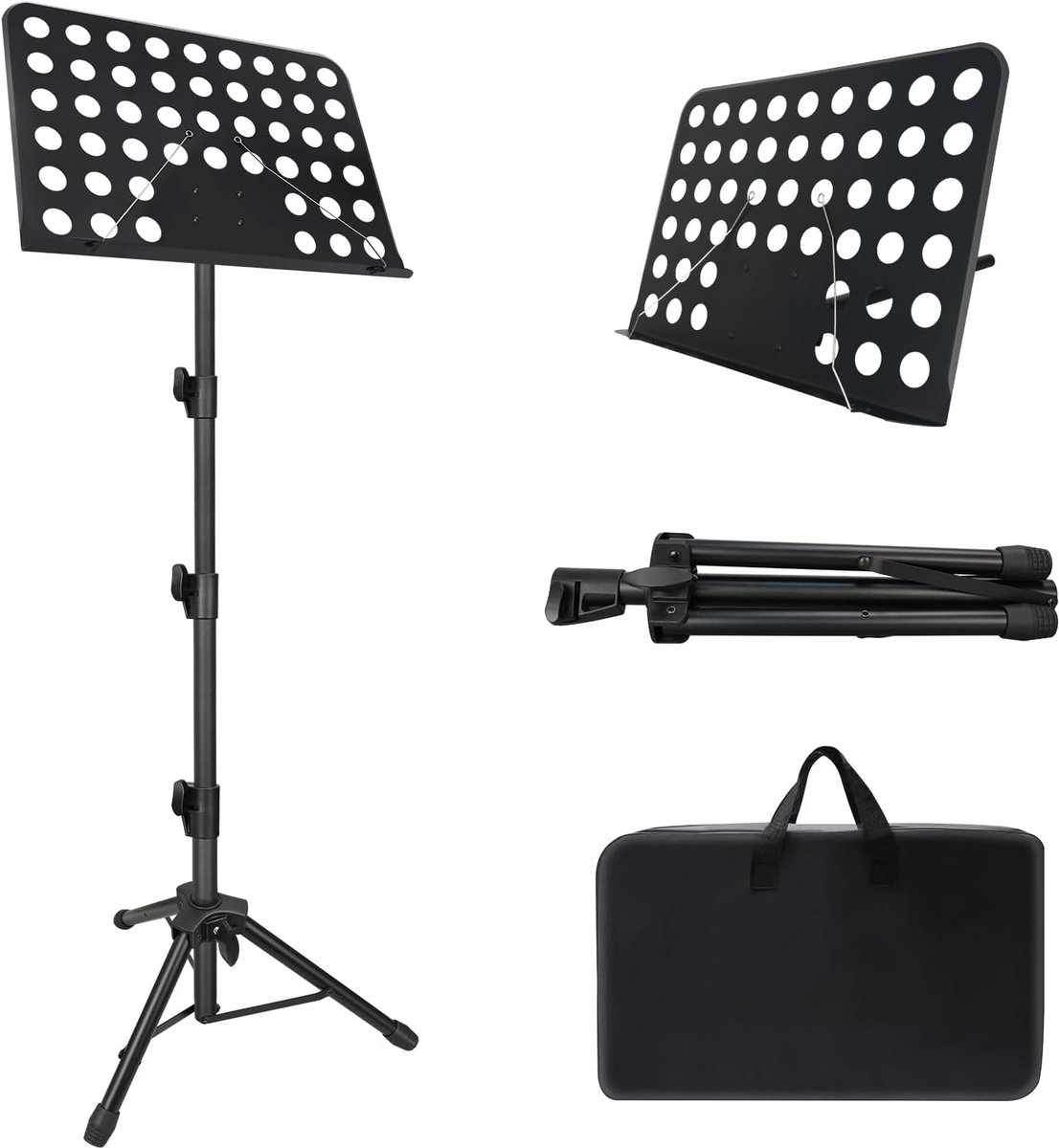 Verstelbare Muziekstandaard 70 Inch Hoog Inclusief Draagtas