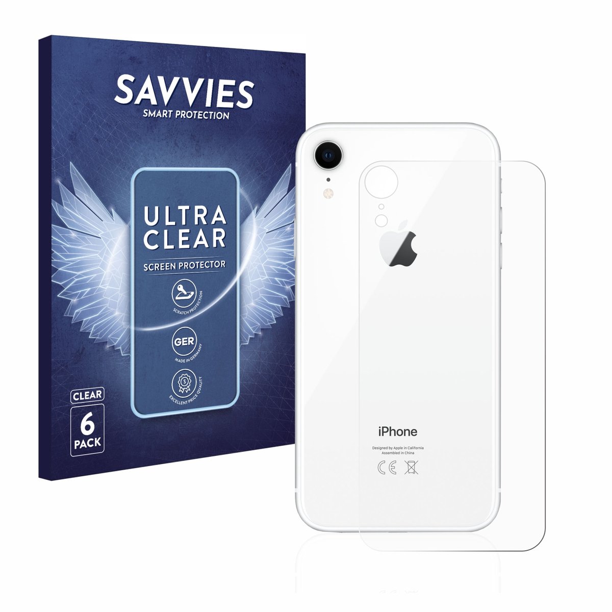 Savvies - Screenprotector voor Apple iPhone XR (Achterkant) - Folie Beschermfolie transparant 6 Stuks