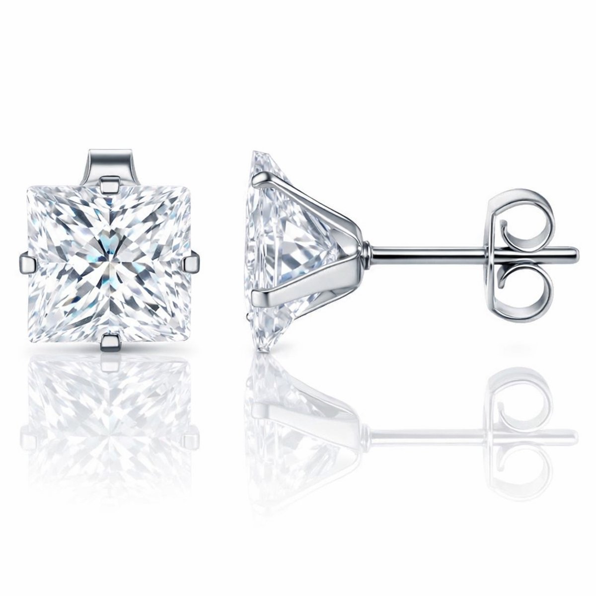 LGT Jewels Stud oorbellen Edelstaal Classic Transparent 6mm