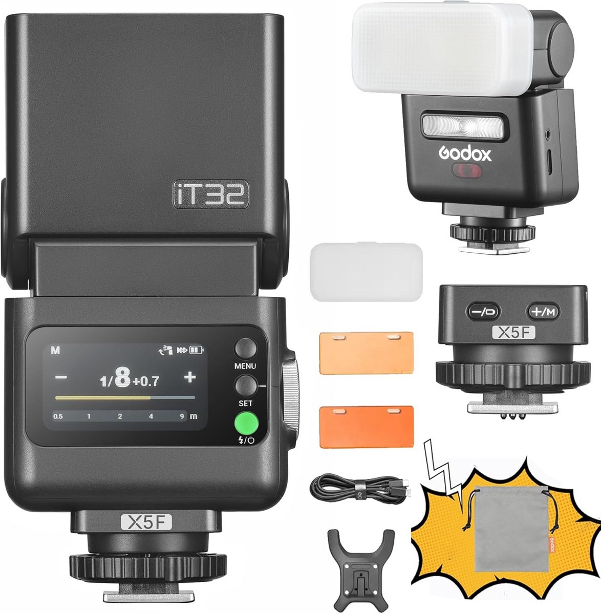 Compacte TTL Camera Flitser met Draadloze Trigger en Magnetische Accessoires
