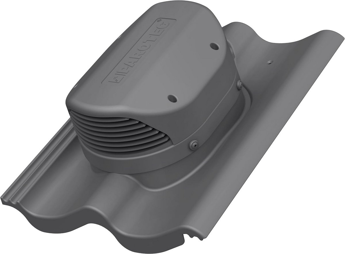 Platte Ventilatietegel DN 125 - Ventilator voor Dakpannen en Platte Daken (RAL 7024 Grafiet)