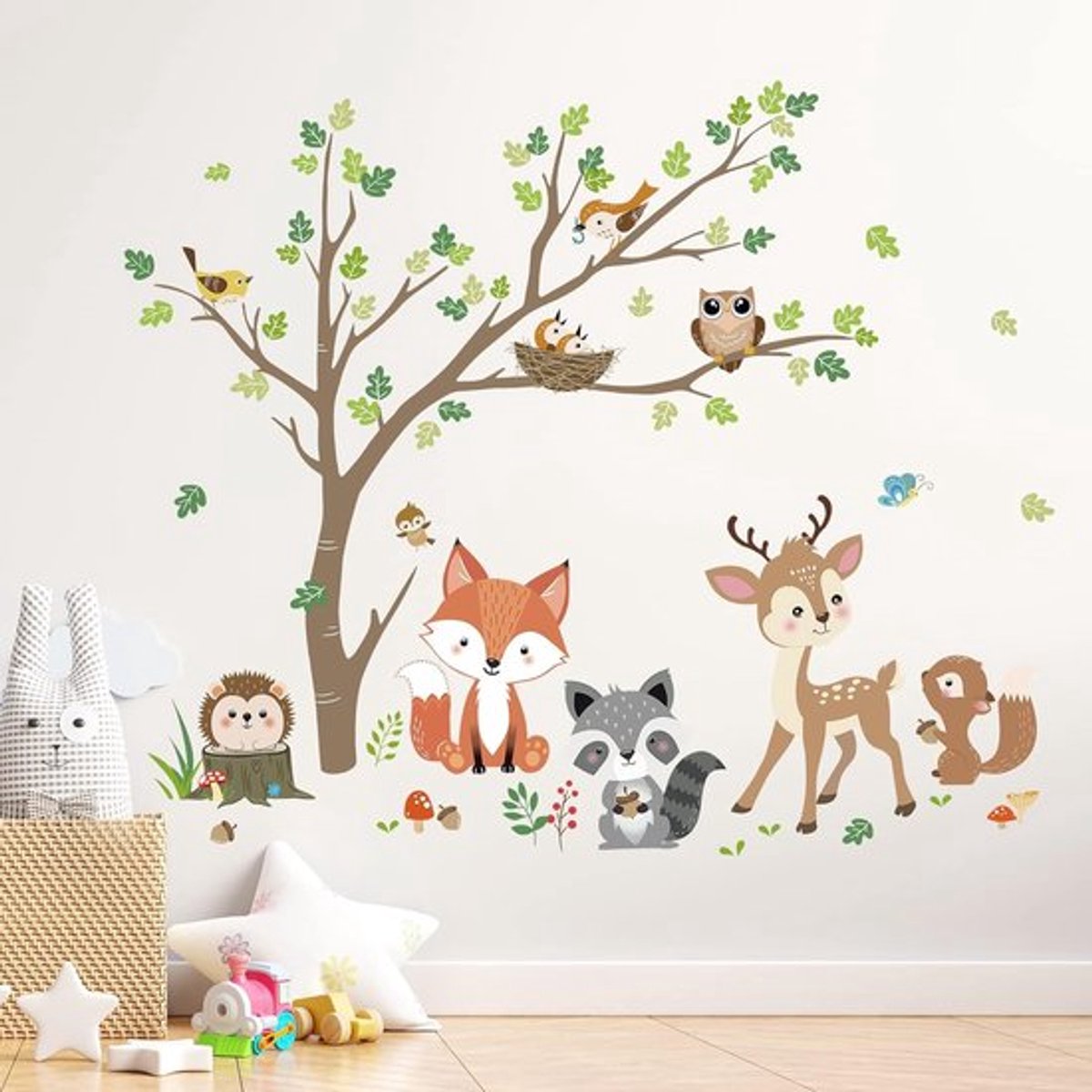 Candala Bosdieren Boom Muurstickers Vos Hert Uil Muurtattoo Baby Kinderkamer Babykamer Slaapkamer Wanddecoratie
