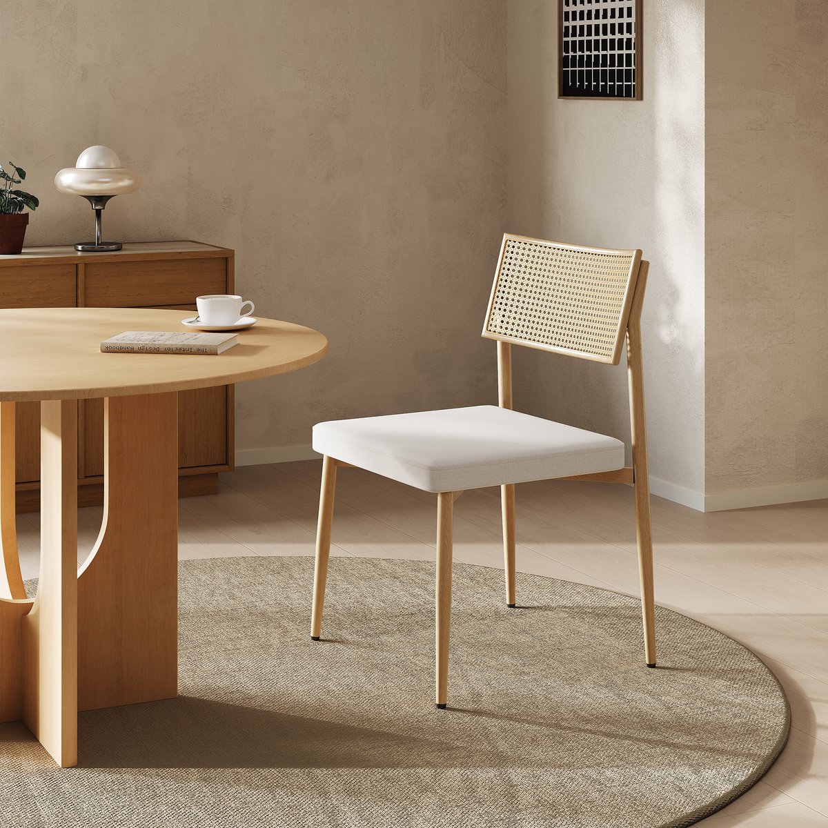 Eetkamerstoel set van 4 Jördfjok 79x49x57 cm beige [en.casa]
