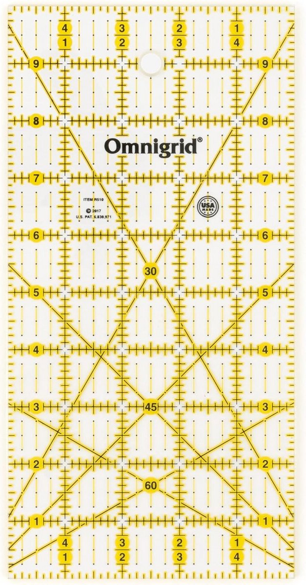 Quiltliniaal 5x10 inch voor Precisie Snijden van Stof