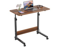 Multifunctionele Verstelbare Computer Tafel met Katrollen, Bedside Bureau en Notebooktafel, Thuiswerk Artifact, Draagvermogen 50 Catties, Slaapkamer en Studie Dubbel Gebruik, Bruin
