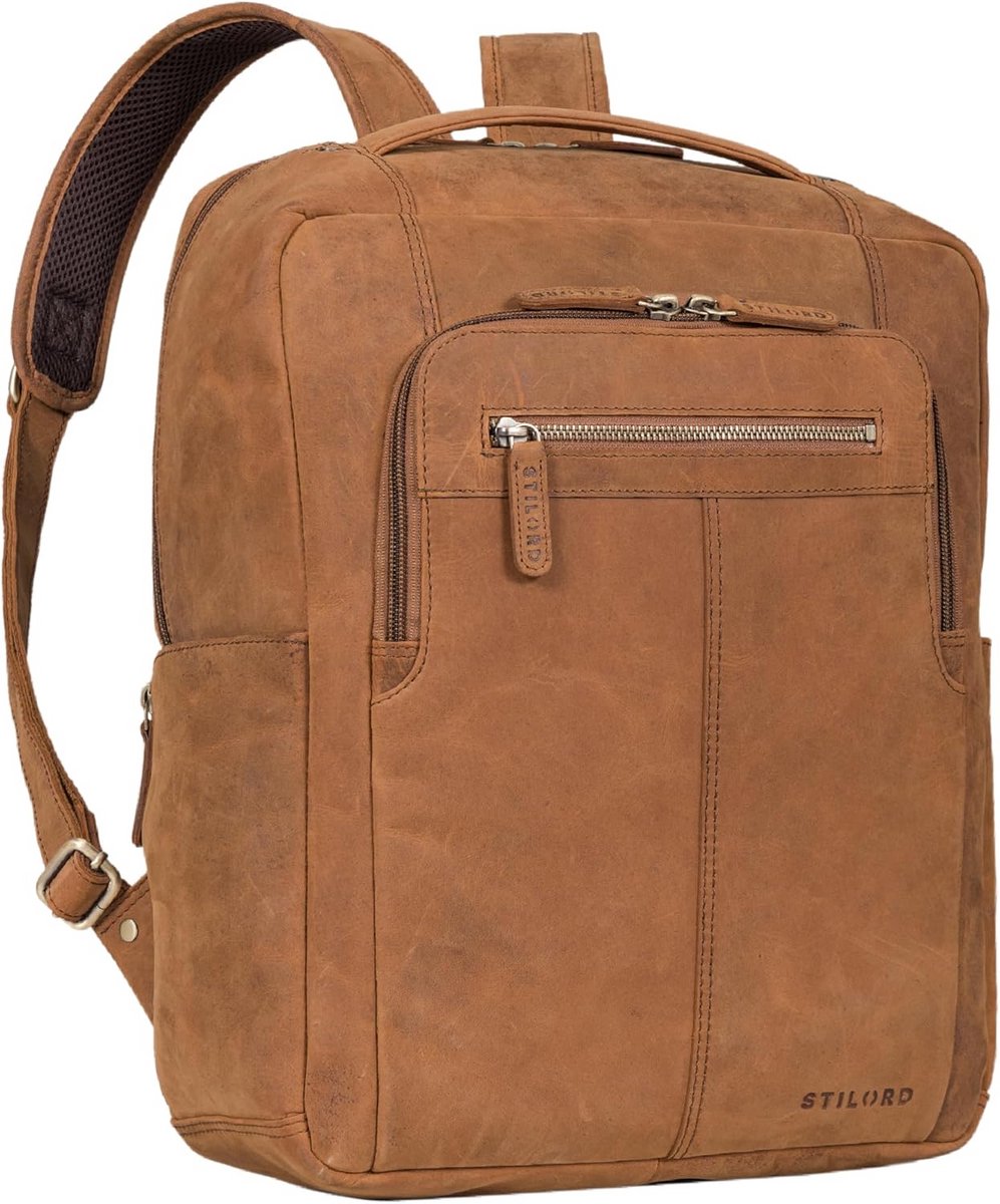 Leren Rugtas Vintage Laptoptas 15.6 Inch voor Heren en Dames - A4 Documenten en Werk