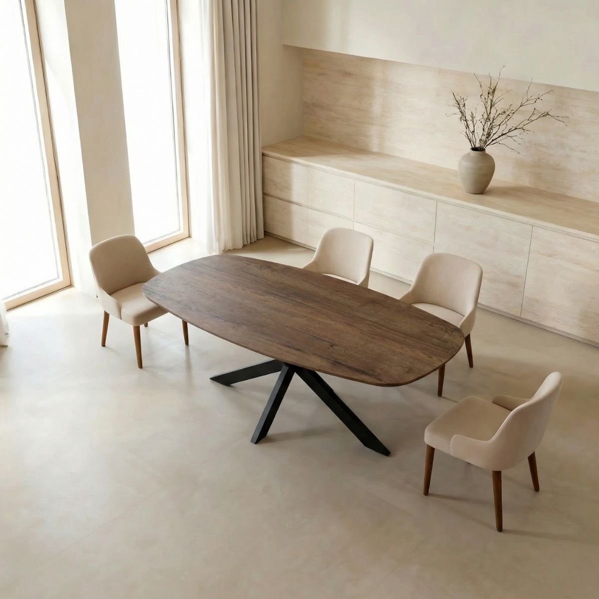 Giga Meubel Eettafel Jaimy - Deens Ovaal Donkerbruin Hout - 200x100x76cm