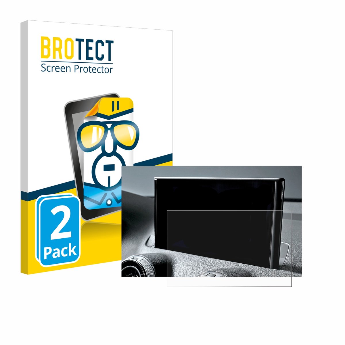 BROTECT - Screenprotector voor Audi Q2 Facelift 2024 - Folie Beschermfolie transparant 2 Stuks