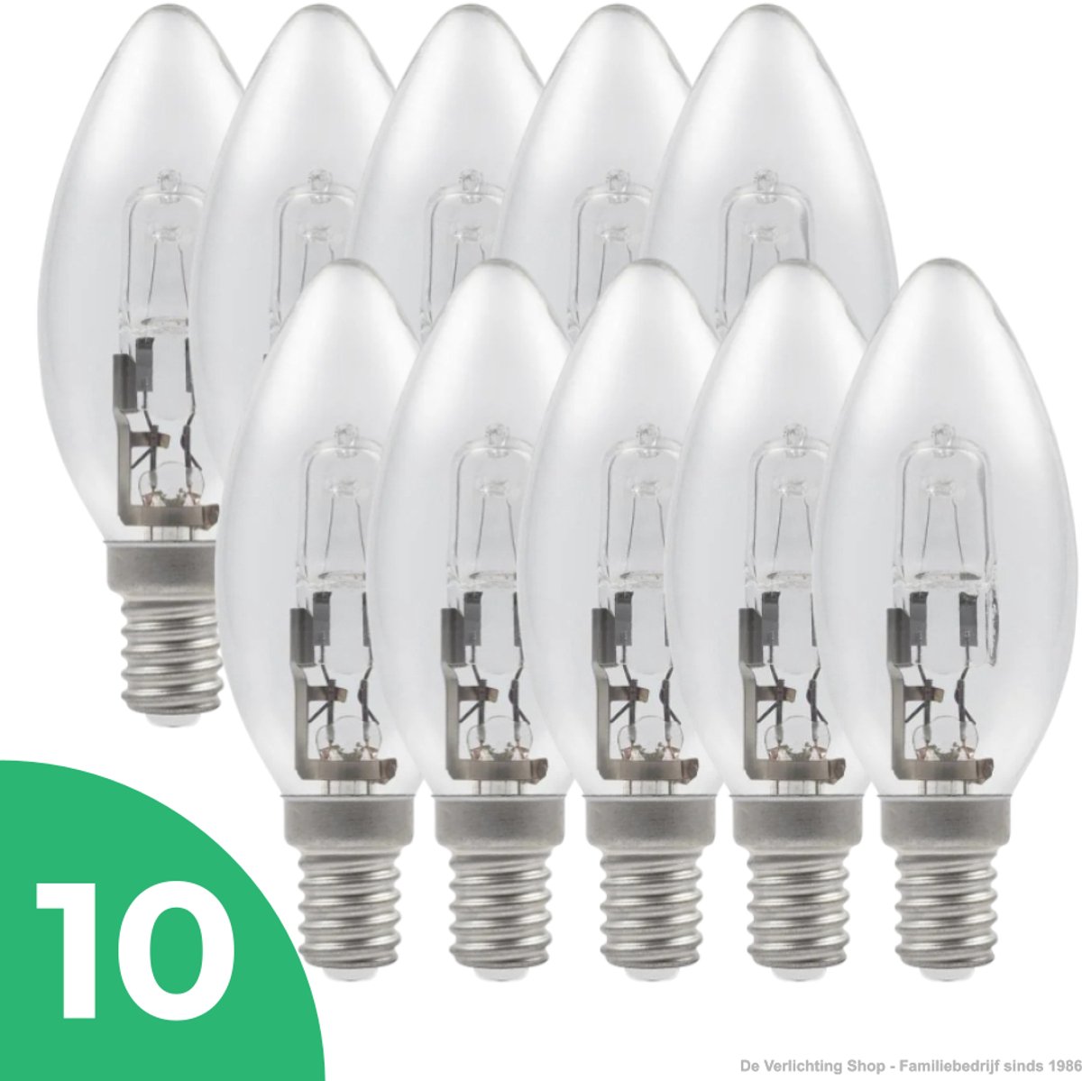 LIGHTMAN Kaarslamp Halogeenlamp E14 - 46W - Warm Wit Licht (2800K) - 700 lm - 2 jaar - Dimbaar - 10 stuks - Vervangt 60W