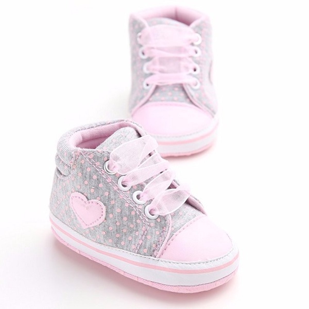 Ukkie Slofjes Baby Sneaker Lace-Up Grey Maat 20 - Meisjes - Flexibele zool - antislip
