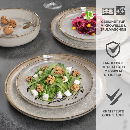Moritz & Moritz BLOSSOM 24-delig Serviesset 6 Persoons Grijs - Porselein Koffieservies met Borden, schalen en Kopjes — afbeelding 3