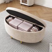 STILVORA Opbergbank - Fluwelen Zitbank Met Opbergruimte - Voor Hal Woonkamer En Slaapkamer - Fluweel Beige - 90x40x42 Cm