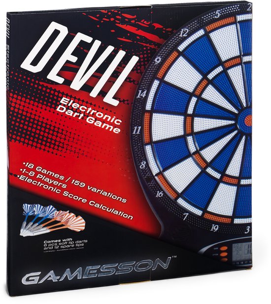 Bex Gamesson Devil II Elektronisch Dartbord - Softtip Dartspel Met 18 Spellen En 159 Variaties - LCD Display - Voor 1 Tot 8 Spelers - Inclusief Darts — afbeelding 3