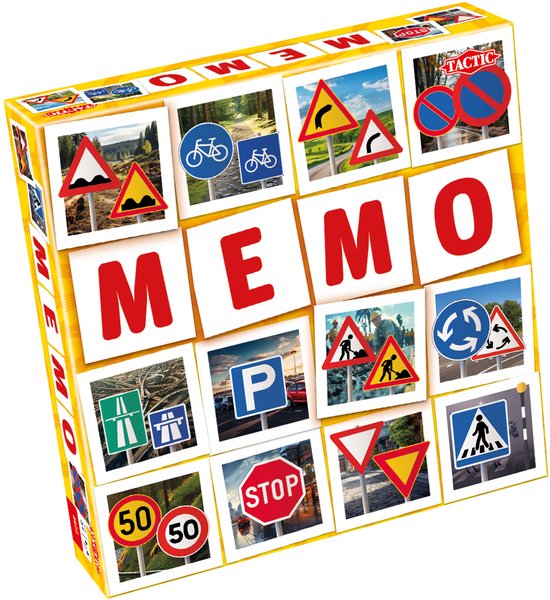 Tactic Memo Verkeersborden - Memospel - Zoek de Juiste Paren - Leer Verkeersborden Herkennen - Educatief Gezelschapsspel voor Kinderen en Families - 2 tot 6 Spelers - Vanaf 3 Jaar
