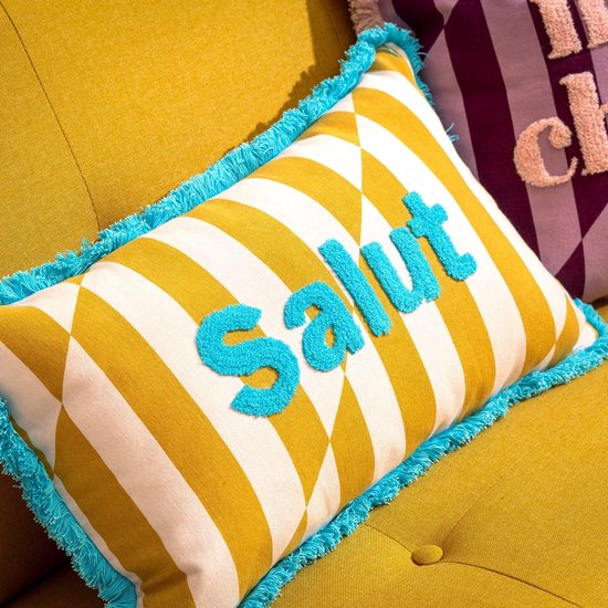 Dutch Decor SALUT - Coussin 30x50 cm - Rayé - 100% coton - Mineral Yellow - Jaune