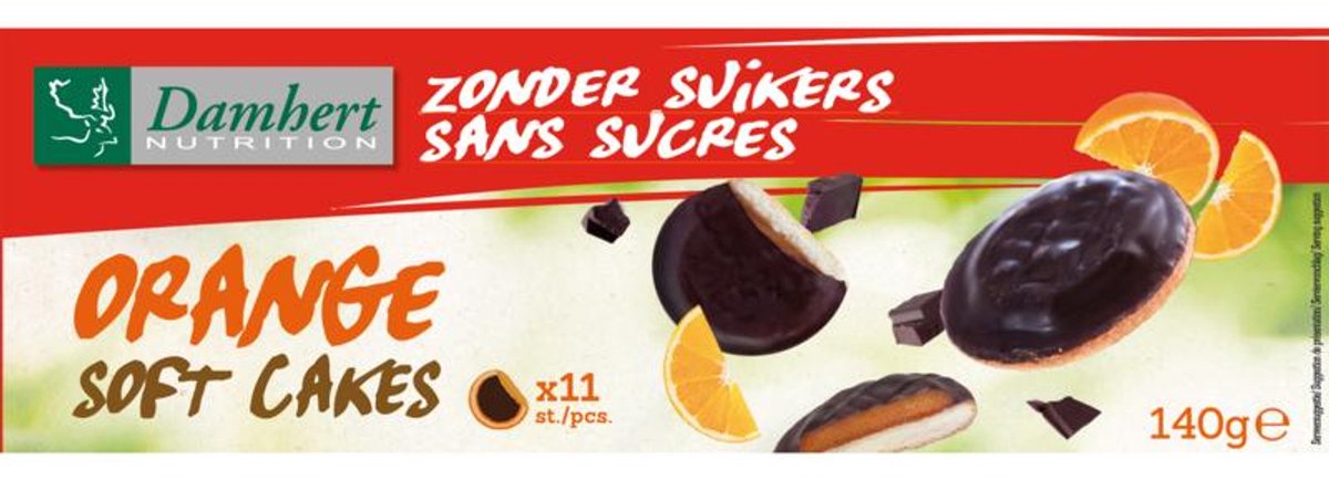 Damhert Soft Cakes Orange Suikervrij (140 gr)