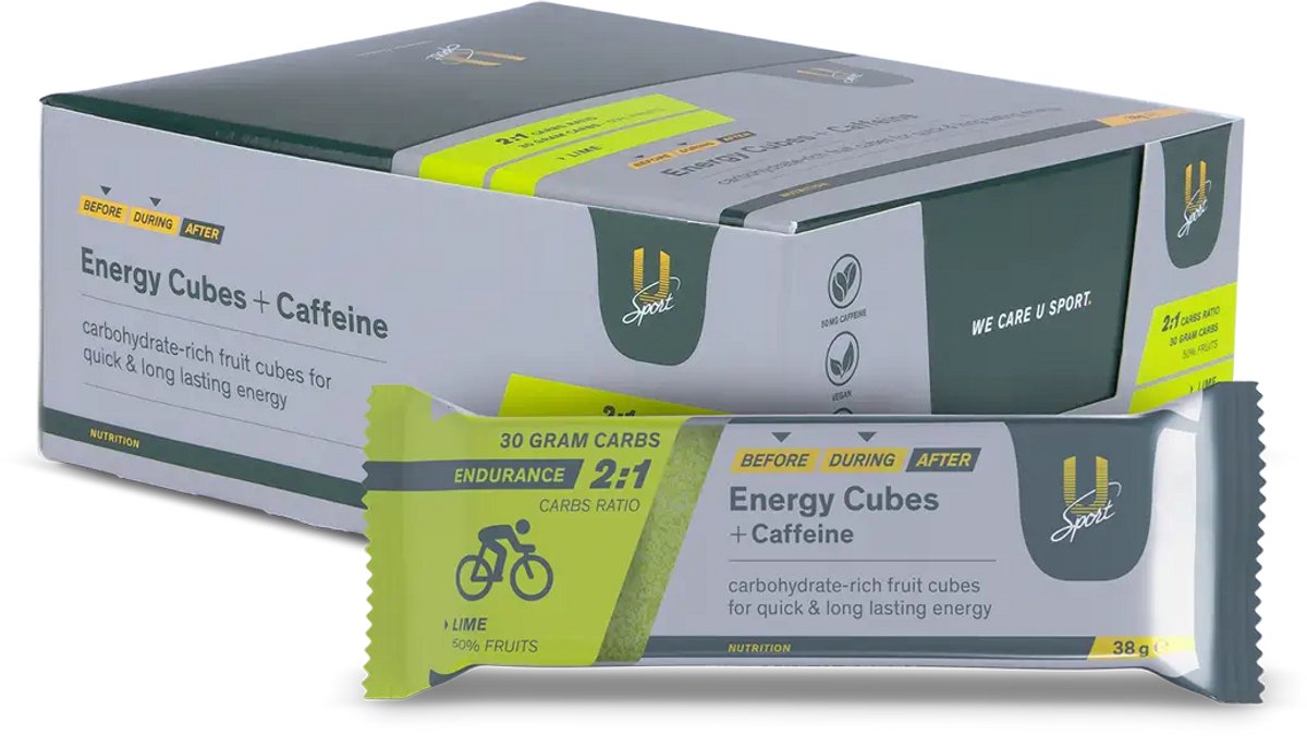 U-Sport Energy Cubes Endurance - Lime + Caffeine - 30g Koolhydraten - 50mg Cafeïne - 12 stuks - Limoen