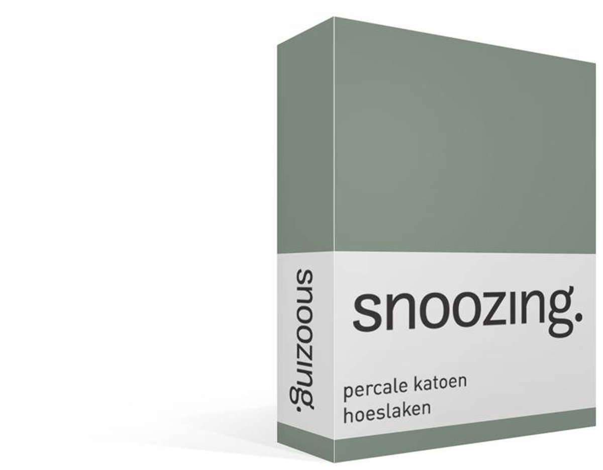 Snoozing percale katoen hoeslaken - 180x220 cm - Lits-jumeaux - Groen