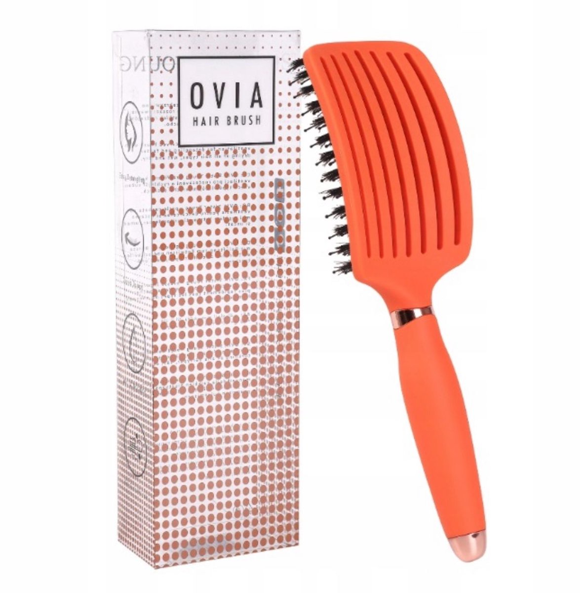 OVIA BV Oranje Haarborstel met Zwijnenhaar & Nylon - Ventilatie-uiteinde