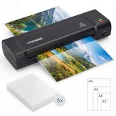 Lamineerapparaat A4 met 5x Lamineerhoezen - Lamineermachines - Plastificeerapparaat - Lamineer - Laminator - Vaderdag Cadeau voor Papa - Cadeaus voor Hem - Zwart - Fichero