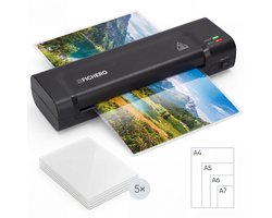 Lamineerapparaat A4 met 5x Lamineerhoezen - Lamineermachines - Plastificeerapparaat - Lamineer - Laminator - Zwart - Fichero
