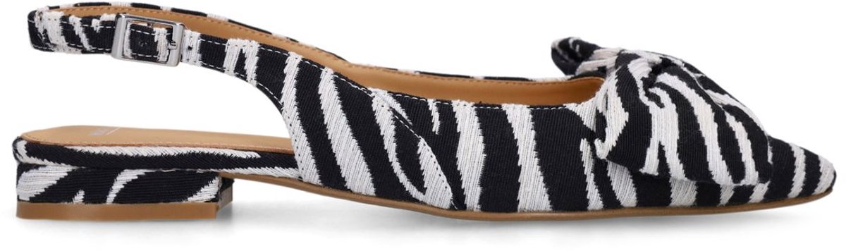Manfield - Dames - Off white zebra slingbacks met strik - Maat 37