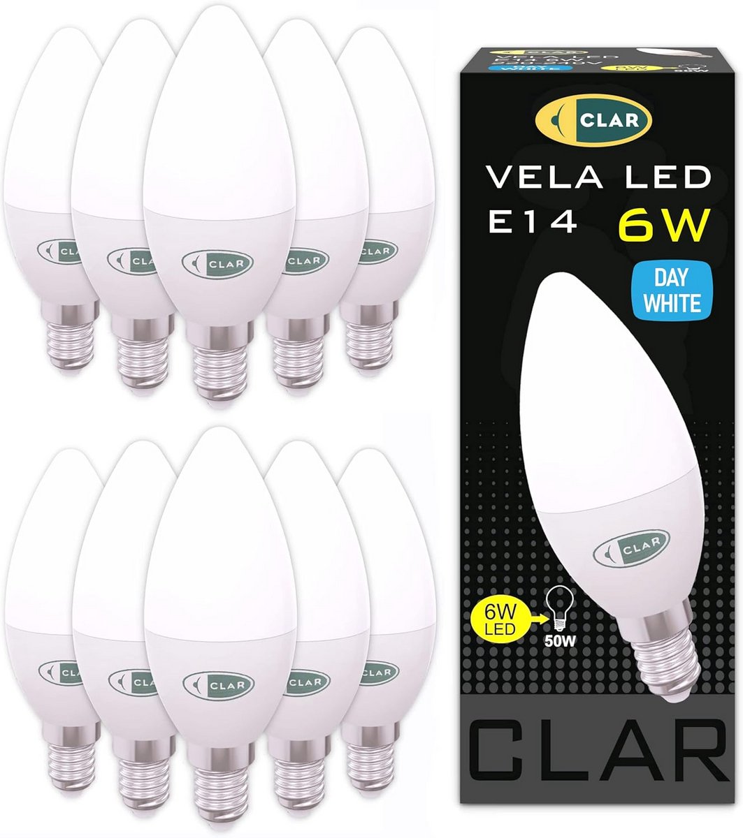 E14 LED Kaarslampen 6W 4000K Neutrale Witte Gloeilampen (Set van 10)