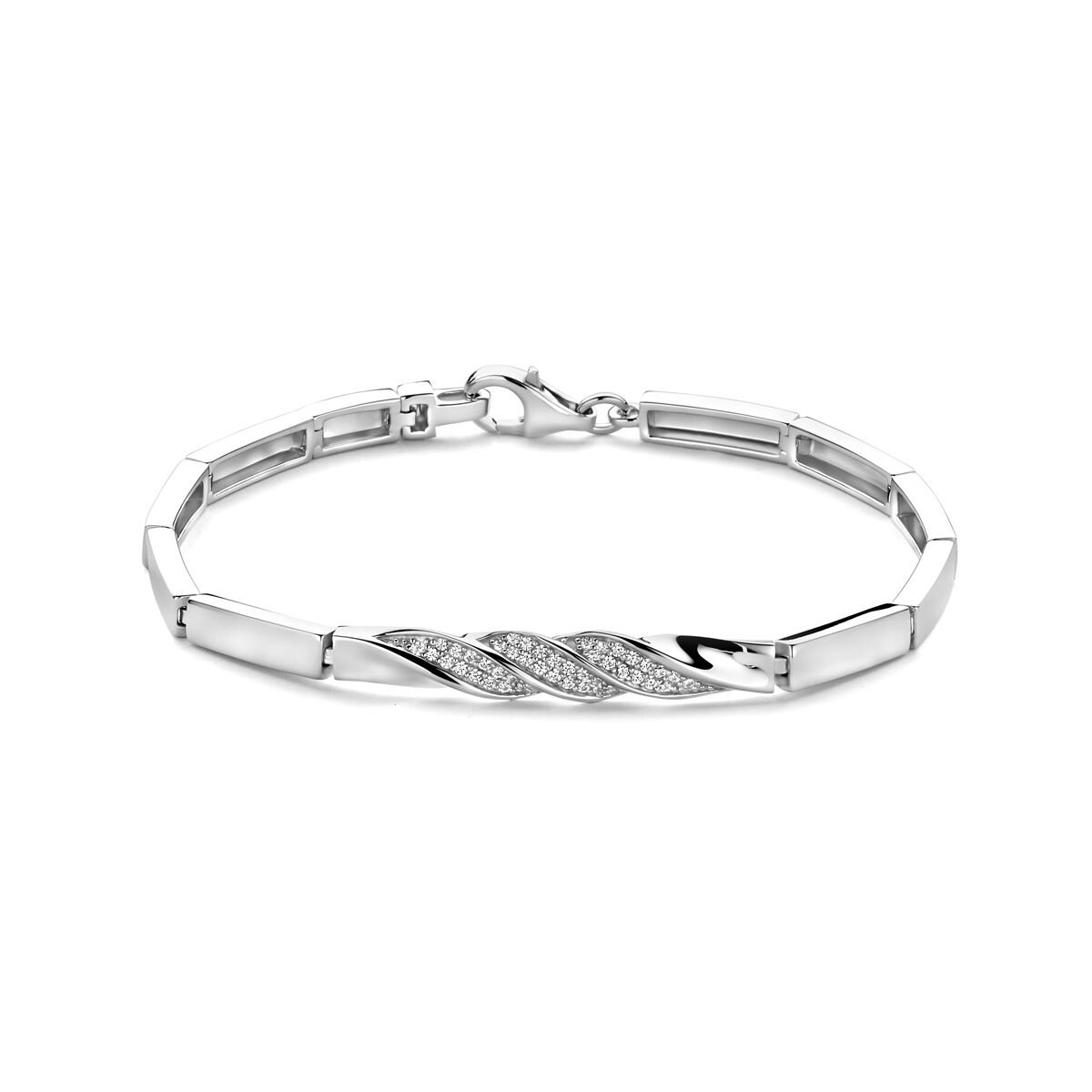 Zilver gerhodineerde armband zirkonia 5,7 mm 18,5 cm - 1340893